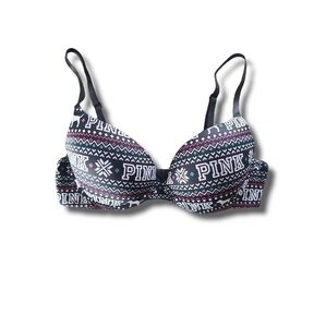 𝅺VS PINK Black White Green Red Holiday Wear Everywhere Pushup Bra